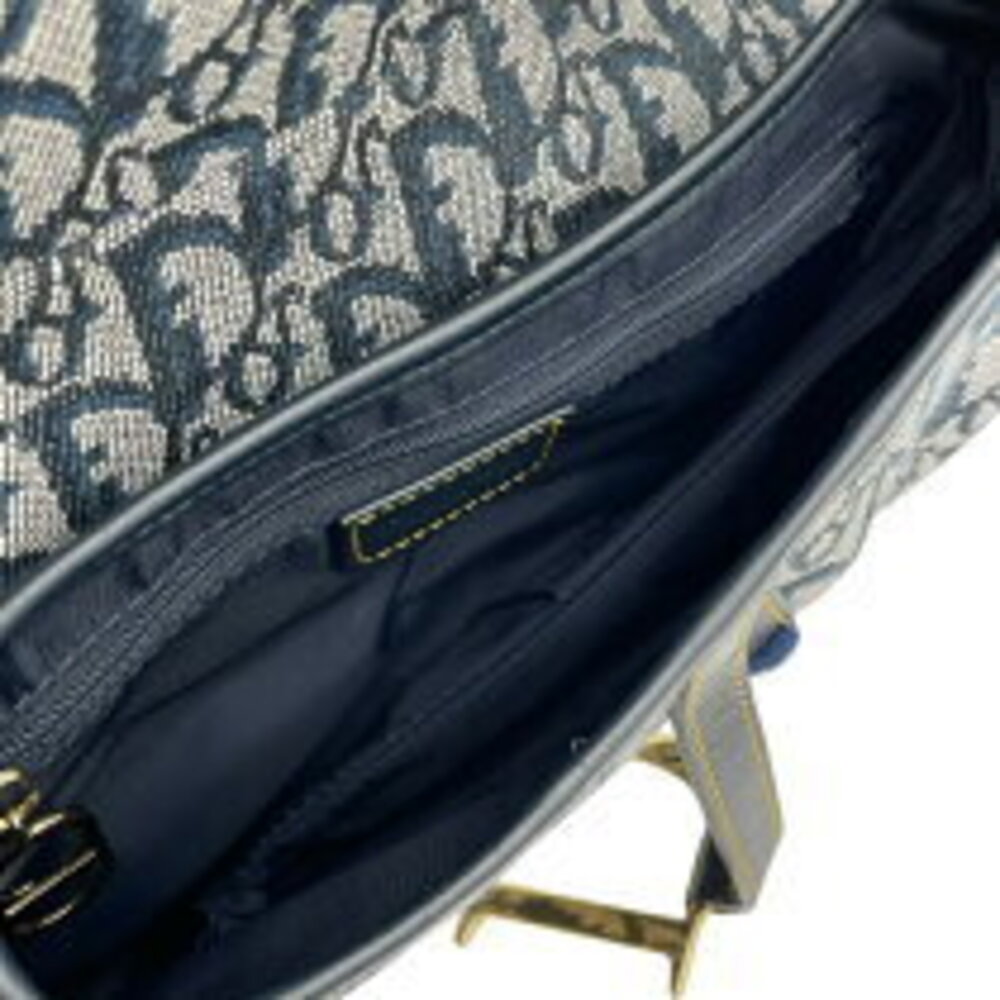 Christian Dior Saddle Bag Navy Blue Trotter Canvas Shoulder - Picture 5 of 11